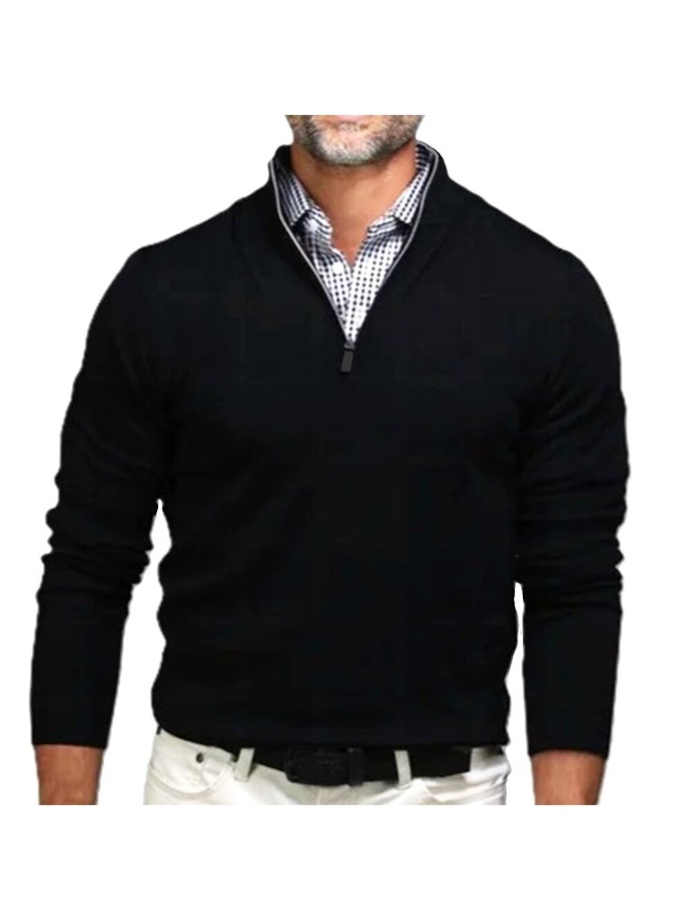 Collars Co Men's Sweater Australian Merino Wool Quarter Zip Small Black NWT